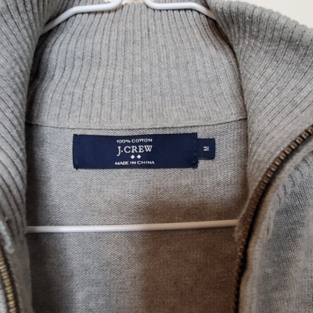J Crew Men's Half-zip Cotton Sweater, Gray Pullover Business Casual Sweater Sz M - Picture 7 of 7
